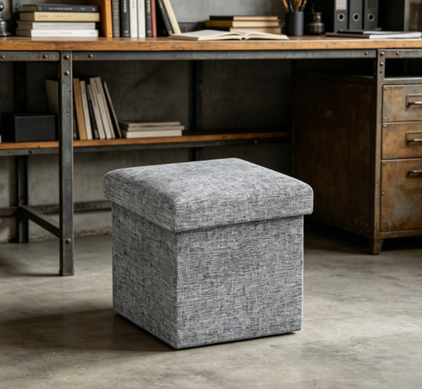 Foldable linen storage cube stool
